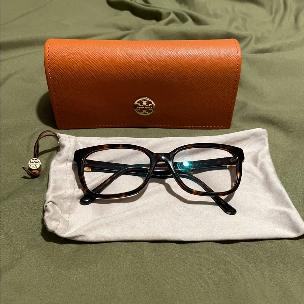 Tory Burch Tortoise Glasses with Orange Case